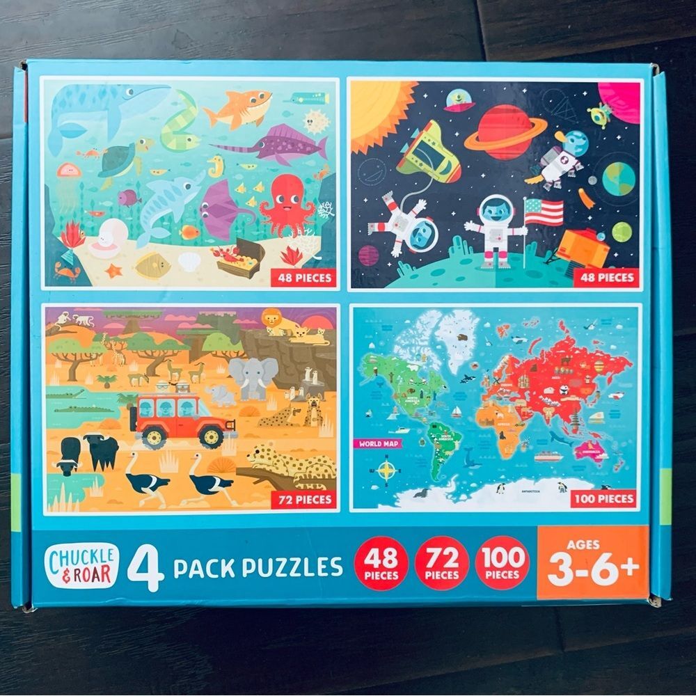 NWT Chuckle & Roar Kids 4 Pack Puzzle Set